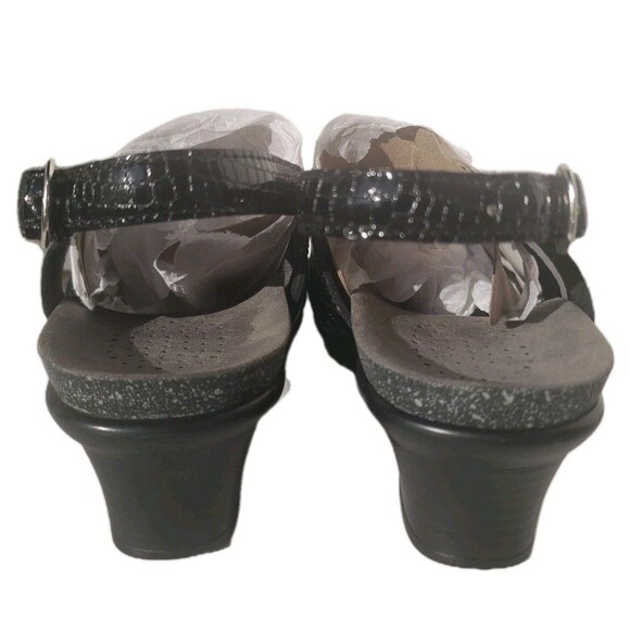 SAS Allegro Sandals Shoes Womens Size 8 Black Crocodile Embossed Patent Leather - Picture 10 of 14